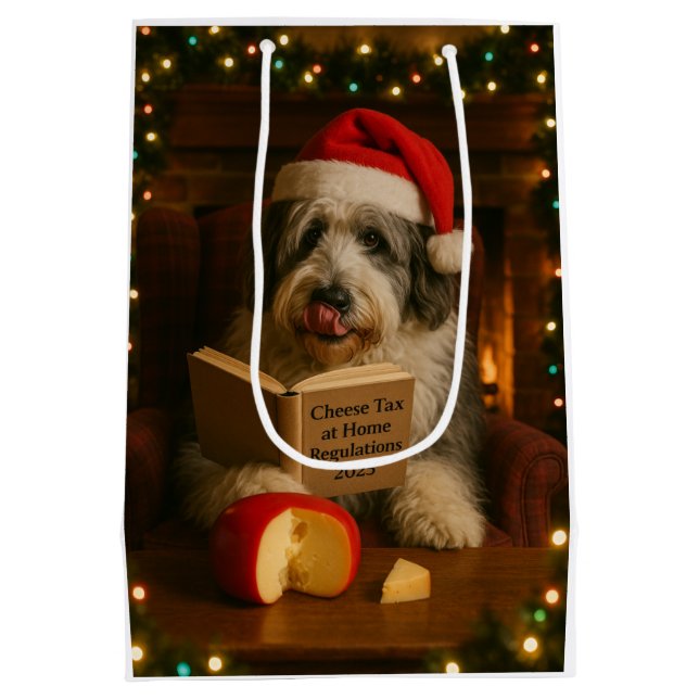 Cheese Tax Christmas gift bag Old English Sheepdog (Back)