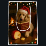 Cheese Tax Christmas gift bag - Poodle<br><div class="desc">Individually designed Christmas gift bag featuring a cream Poodle reading a book entitled 'Cheese Tax at Home Regulations 2025'.

We all know The Cheese Tax must be paid - rules are rules!</div>