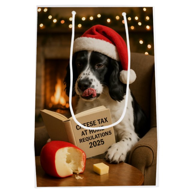 Cheese Tax Christmas gift bag - Springer Spaniel (Back)