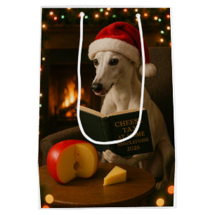 Cheese Tax Christmas gift bag - white Whippet