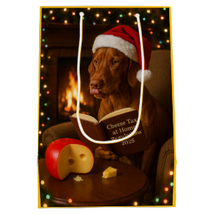 Cheese tax Vizsla dog Christmas gift bag