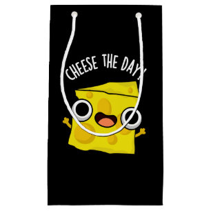 Cheese The Day Funny Food Pun Dark BG Small Gift Bag