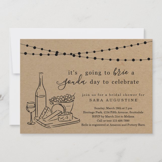 Cheese Theme Bridal Shower Kraft Paper Background Invitation (Front)
