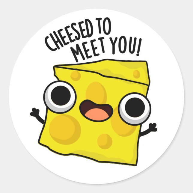 Cheese To Meet You Funny Food Puns  Classic Round Sticker (Front)