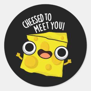 Cheese To Meet You Funny Food Puns Dark BG Classic Round Sticker