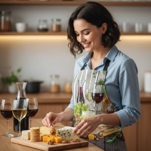 Cheese Wine Honey Walnuts Grapes Crackers Food Apron