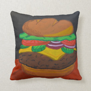 Cheeseburger 16 x 16 square pillow