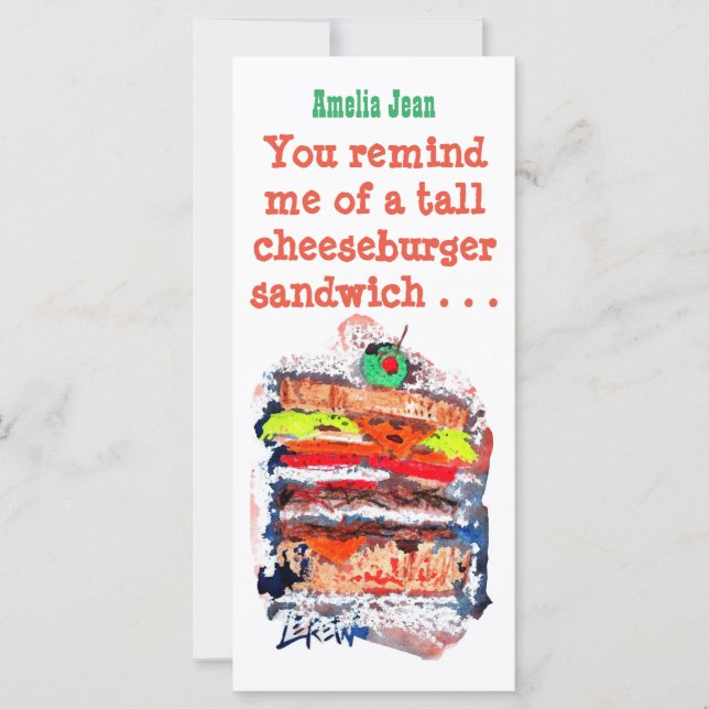 Cheeseburger #170229 Funny Birthday Card w/verse (Front)