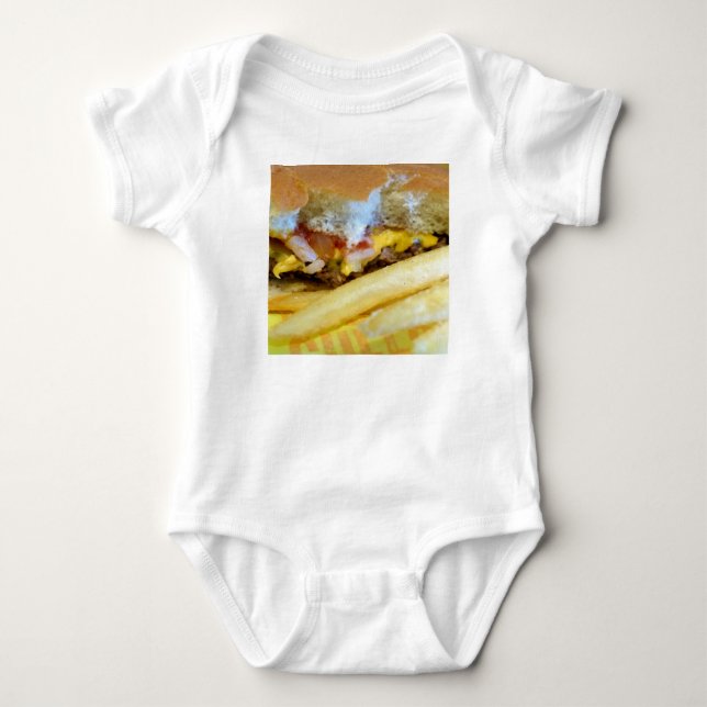 Cheeseburger and Fries Baby Bodysuit (Front)