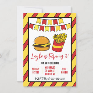Cheeseburger and Fries Birthday Party Invitation
