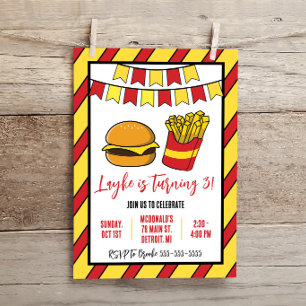 Cheeseburger and Fries Birthday Party Invitation