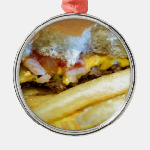 Cheeseburger and Fries Metal Tree Decoration