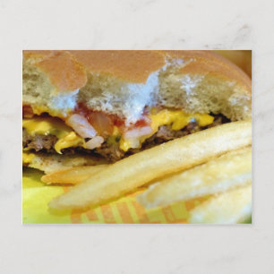 Cheeseburger and Fries Postcard