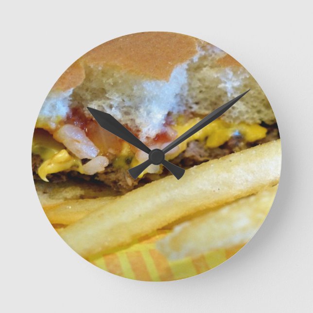 Cheeseburger and Fries Round Clock (Front)