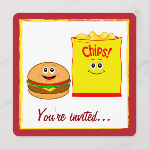 Cheeseburger and Potato Chips Invitation