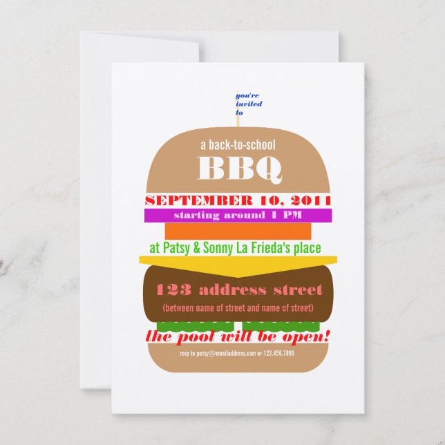 Cheeseburger BBQ Cookout Invitation Template (Front)