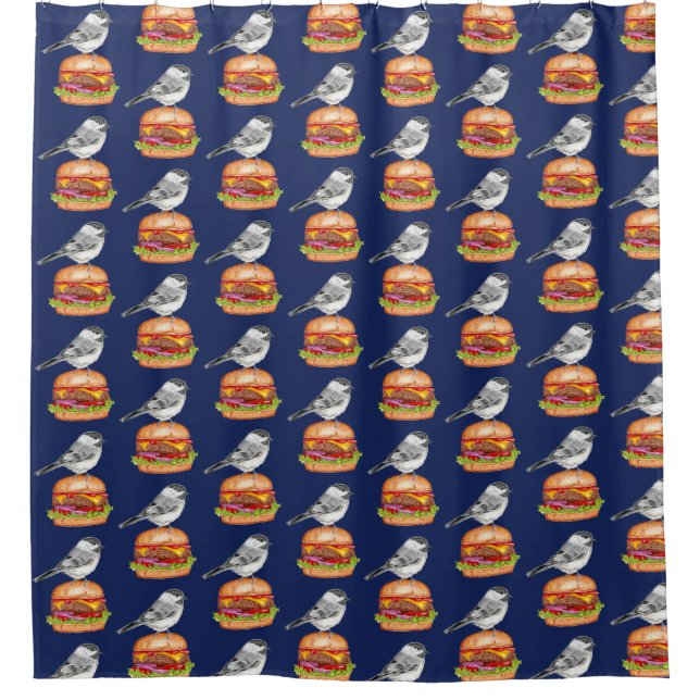 Cheeseburger Bird Chickadee Tahoe Shower Curtain (Front)