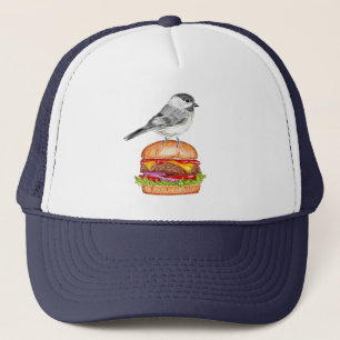 Cheeseburger Bird Lake Tahoe Chickadee Trucker Hat