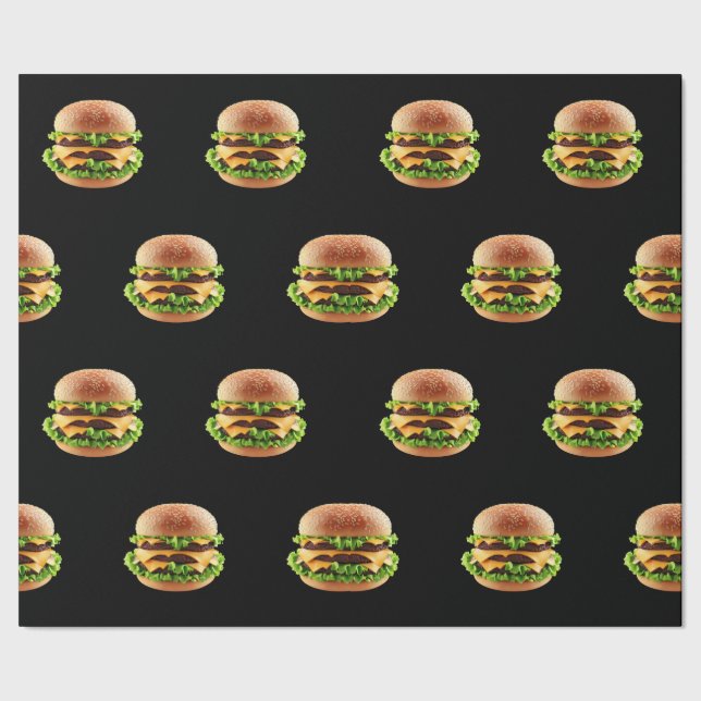 Cheeseburger Burger Fast Food Hamburger Wrapping Paper (Seam)