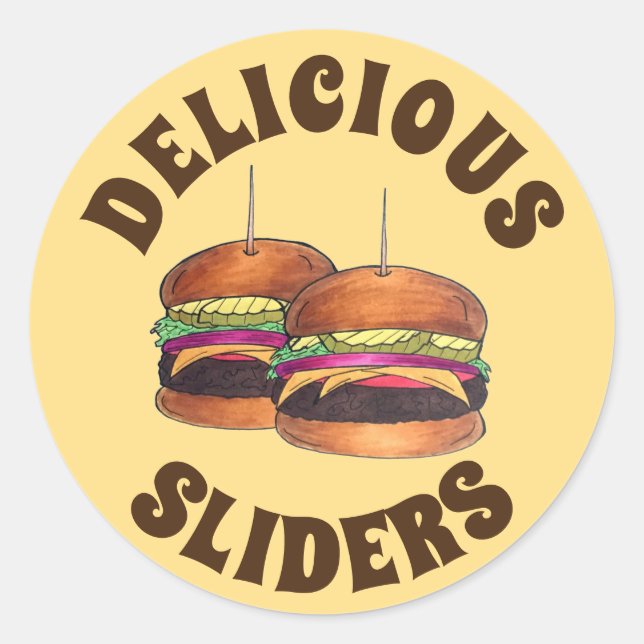 Cheeseburger Burger Hamburger Sliders Bar Food Classic Round Sticker (Front)