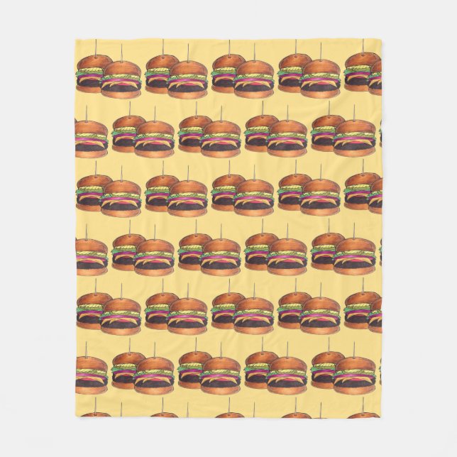 Cheeseburger Burger Hamburger Sliders Bar Food Fleece Blanket (Front)