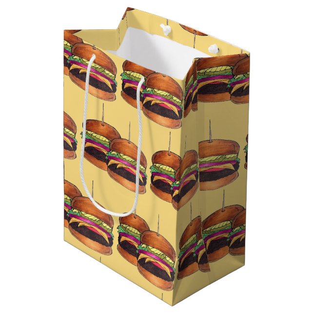 Cheeseburger Burger Hamburger Sliders Bar Food Medium Gift Bag (Front Angled)