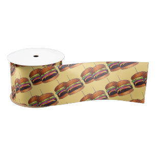 Cheeseburger Burger Hamburger Sliders Bar Pub Satin Ribbon