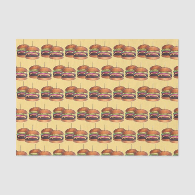 Cheeseburger Burger Hamburger Sliders Bar Pub Tissue Paper (Front)