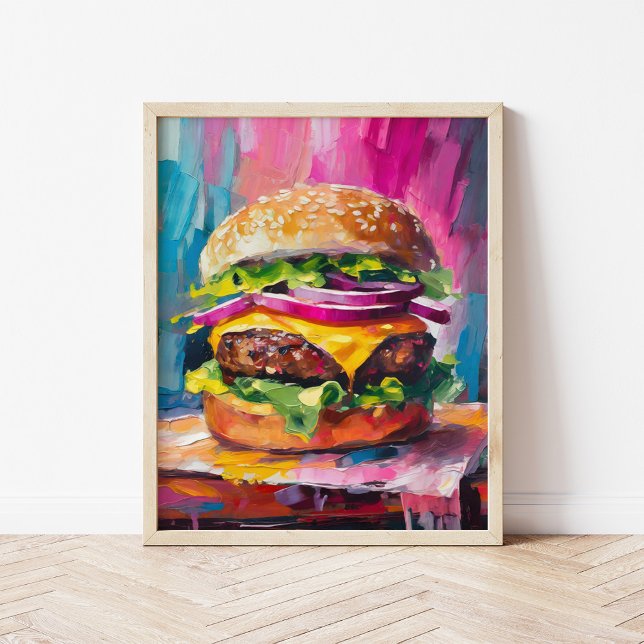 Cheeseburger Colourful Modern Abstract Art Poster (Creator Uploaded)
