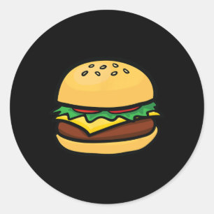 Cheeseburger Emoticon Hamburger Cheese Bbq  Classic Round Sticker