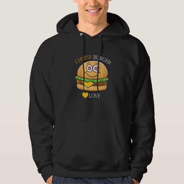 Cheeseburger French Fry & Hamburger Food Heart Hoodie (Front)