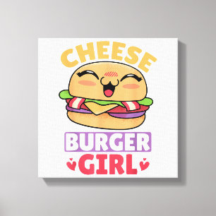 Cheeseburger Girl, Hamburger Women and Cheeseburge Canvas Print