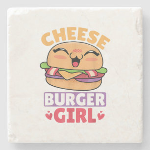 Cheeseburger Girl, Hamburger Women and Cheeseburge Stone Coaster