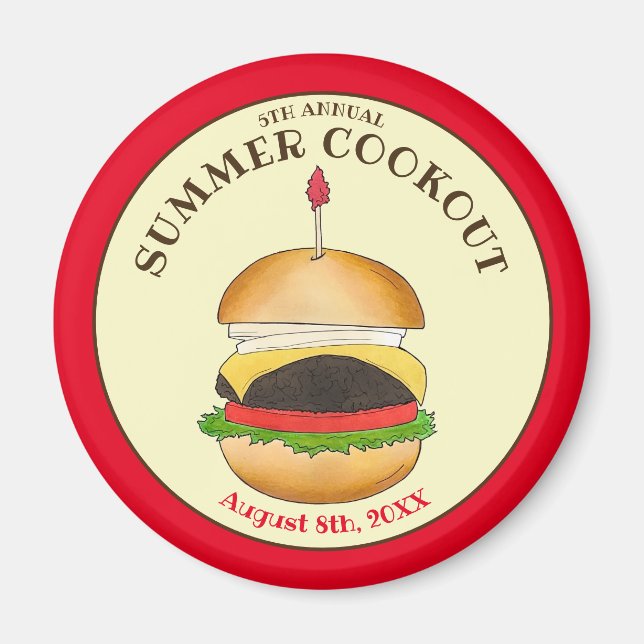 Cheeseburger Hamburger Burger Picnic Barbecue BBQ Magnet (Front)
