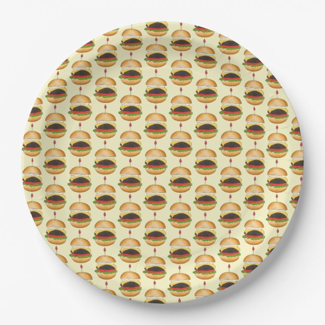 Cheeseburger Hamburger Cheese Burger Bun Paper Plate (Front)