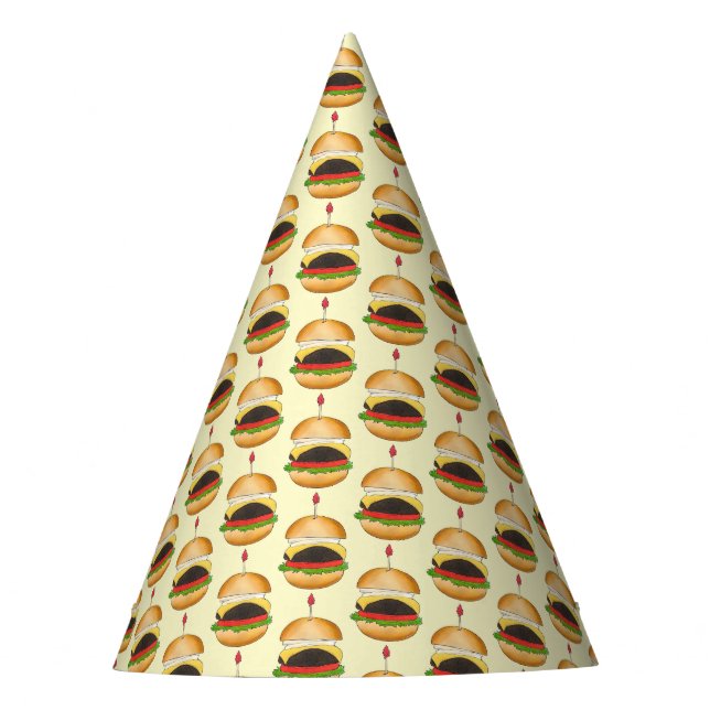 Cheeseburger Hamburger Cheese Burger Bun Party Hat (Front)