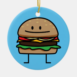 Cheeseburger Hamburger ground meat Beef cheese bun Ceramic Tree Decoration