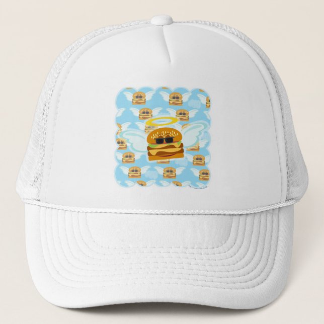 Cheeseburger Heaven Fun Sky Food Toon Trucker Hat (Front)