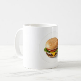 Cheeseburger in a White Circle Coffee Mug