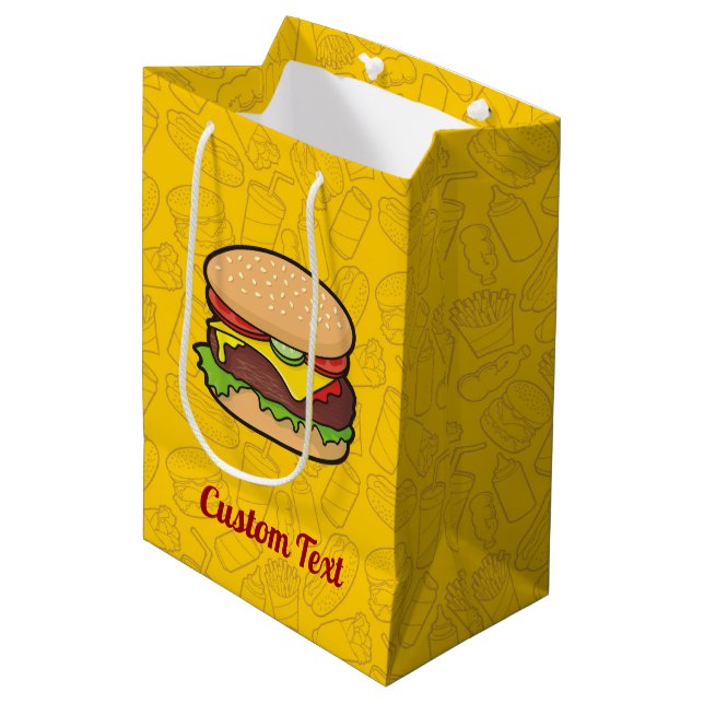 Cheeseburger Medium Gift Bag (Front Angled)