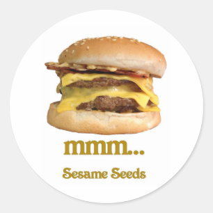 cheeseburger - mmm...sesame seeds classic round sticker