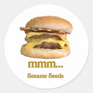 cheeseburger - mmm...sesame seeds classic round sticker