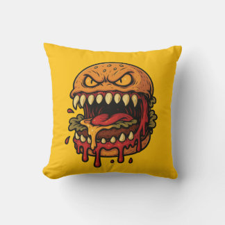 Cheeseburger Monster yellow Cushion