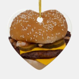 Cheeseburger On Sesame Seed Bun Ceramic Tree Decoration