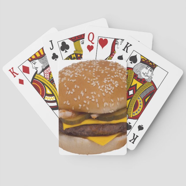 Cheeseburger On Sesame Seed Bun Playing Cards (Back)