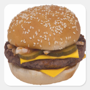 Cheeseburger On Sesame Seed Bun Square Sticker