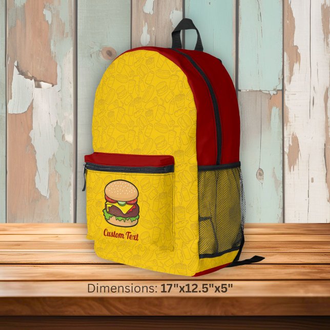 Cheeseburger Printed Backpack (Creator Uploaded)