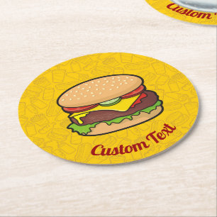Cheeseburger Round Paper Coaster