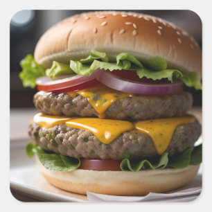 Cheeseburger Square Sticker