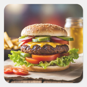 Cheeseburger Square Sticker
